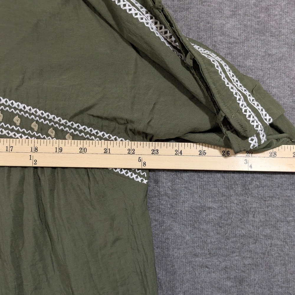 Westbound Green White Embroidered Short Sleeve Boho Peasant Blouse Size XL - Picture 5 of 7